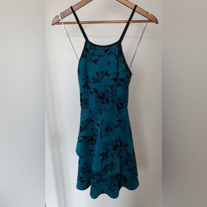 Open back turquoise dress
